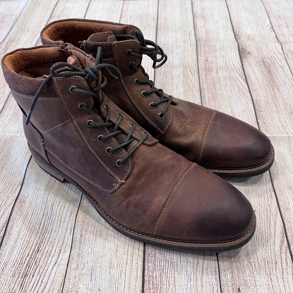 Florsheim Gannon Mens Brown Leather Cap Toe Side Zip Ankle Boots 11 M 15160-215